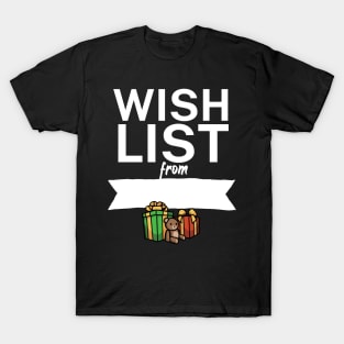 Wish list from T-Shirt